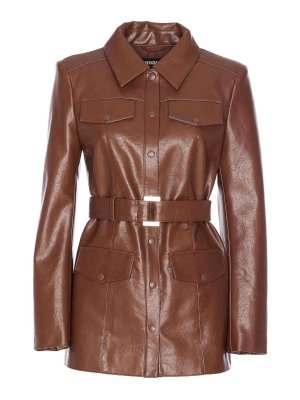 PATRIZIA PEPE: casual jackets - Brown Jacket Frontal Buttons Closure
