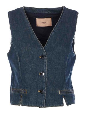 TWINSET: Jeansjacken - Jeansjacke - Blau