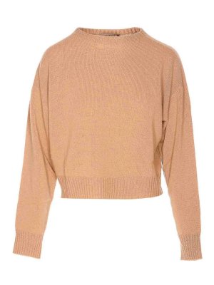 TWINSET: Strickpullover mit Rundhalsausschnitt - Rundhalspullover - Beige