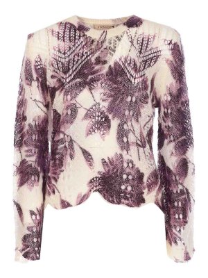 TWINSET: crew necks - White And Purple Sweater