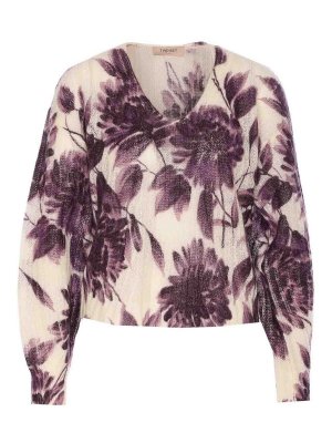 TWINSET: Strickpullover mit Rundhalsausschnitt - Rundhalspullover - Weiß