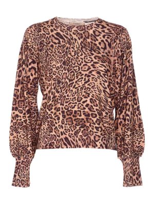 TWINSET: Strickpullover mit Rundhalsausschnitt - Rundhalspullover - Braun