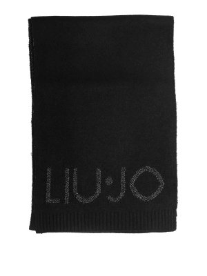 Liu Jo: sciarpe e foulard - Logo della sciarpa nera sul davanti