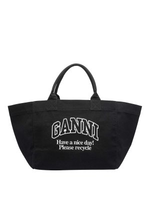 GANNI: totes bags - Xxl Logo Tote Bag
