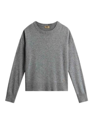 WOOLRICH: Strickpullover mit Rundhalsausschnitt - Rundhalspullover - Grau