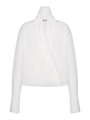 ALBERTA FERRETTI: bluse - Blusa di cotone bianco con design avvolgente