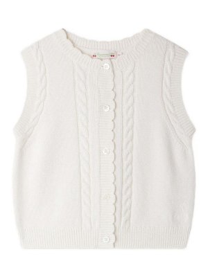 Bonpoint: cardigans - Sleeveless Cardigan With A Cable Knit
