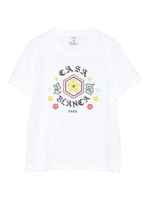 CASABLANCA: t-shirt - T-shirt di cotone bianco con stampa