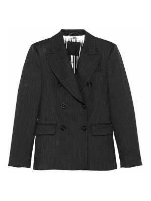 Liu Jo: blazers - Double-Breasted Pinstriped Blazer