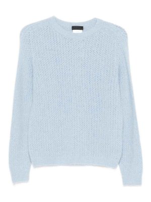 Liu Jo: Strickpullover mit Rundhalsausschnitt - Rundhalspullover - Blau
