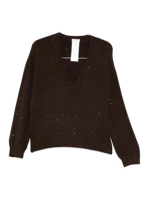 Liu Jo: Suéteres con cuello pico - Suéter Cuello Redondo - Marrón