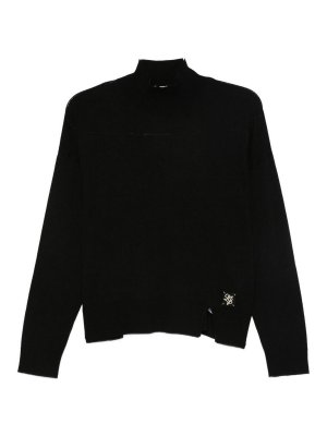 Liu Jo: Strickpullover mit Rundhalsausschnitt - Rundhalspullover - Schwarz