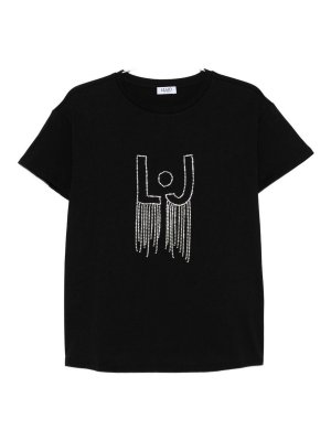 Liu Jo: crew necks - Crew Neck T-Shirt With Rhinestones