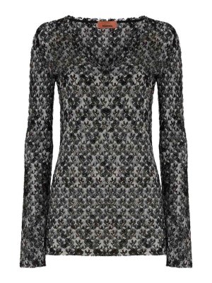 MISSONI: crew necks - Lace V-Neck Sweater