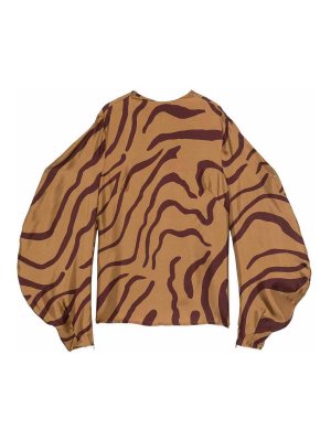 RAQUEL DINIZ: Top e canotte - Seta zebra a maniche lunghe