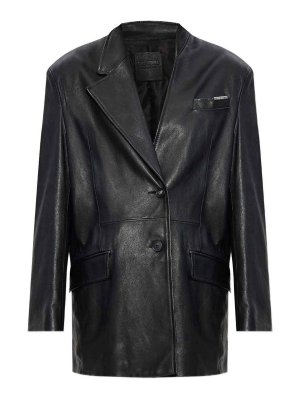 The Attico: leather jacket - Black Leather Jacket