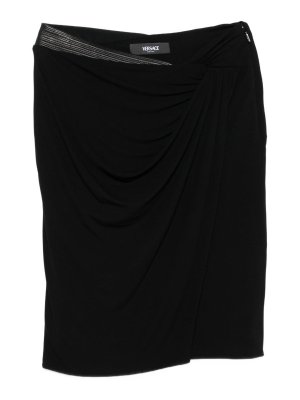 VERSACE: Knee length skirts & Midi - Blacj Jersey Draped Skirt