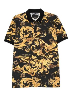 VERSACE JEANS: polo shirts - Baroque Print Polo Shirt