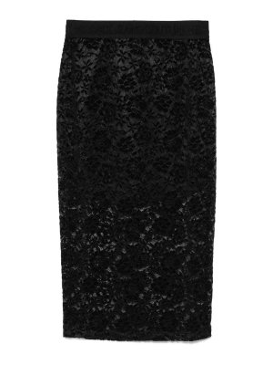 VERSACE JEANS: Knee length skirts & Midi - Black Lace Pencil Skirt
