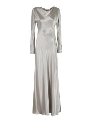 ALBERTA FERRETTI: maxi dresses - Long Satin Dress With Bias-Cut Fabric