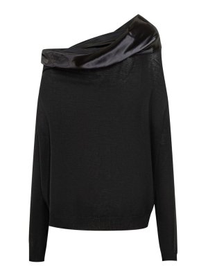 ALBERTA FERRETTI: crew necks - Sweater In Black With A Refined Satin Insert