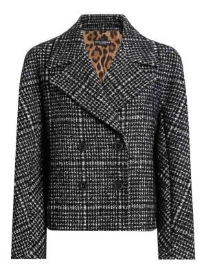 DOLCE & GABBANA: short coats - Short Double-Breasted Checked Coat