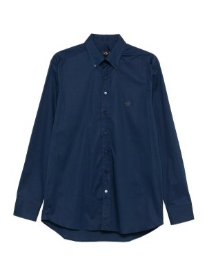 ETRO: shirts - Blue Stretch Cotton Shirt