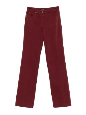 ETRO: bootcut jeans - Burgundy Stretch Cotton Jeans