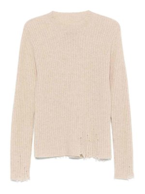 UMA WANG: Strickpullover mit Rundhalsausschnitt - Rundhalspullover - Beige