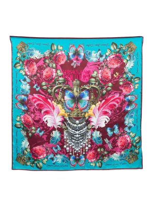 VERSACE JEANS: scarves - Scarf With Crown And Butterfly Print