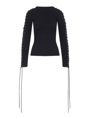 BALENCIAGA: t-shirts - Lace-Up Long Sleeves T--Shirt