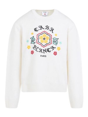 CASABLANCA: Strickpullover mit Rundhalsausschnitt - Rundhalspullover - Weiß