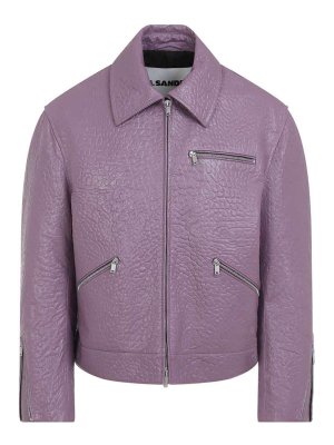JIL SANDER: Lederjacken - Lederjacke - Hell-Lila