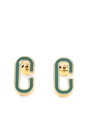 CASABLANCA: Earrings - Enamel C Link Stud Earrings