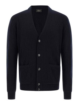 BRIONI: cardigans - Ribbed And Braid Cardigan