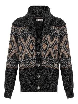 BRUNELLO CUCINELLI: cardigans - Geometric Jacquard Cardigan