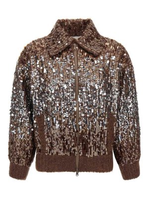 BRUNELLO CUCINELLI: cardigans - Dazzling Dgrad Embroidery Cardigan