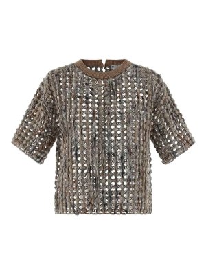 BRUNELLO CUCINELLI: crew necks - Balloon Net Embroidery Sweater