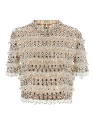 CAROLINA HERRERA: Tops & Tank tops - Crystal-Embroidered Crop Top