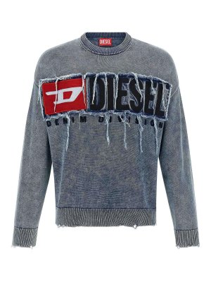 DIESEL: Strickpullover mit Rundhalsausschnitt - Rundhalspullover - Blau