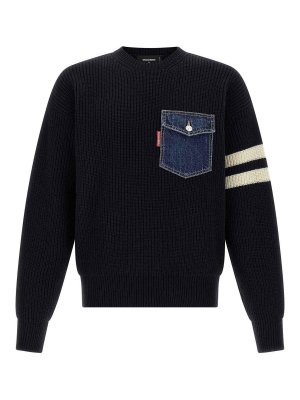 DSQUARED2: crew necks - Denim Mix Sweater