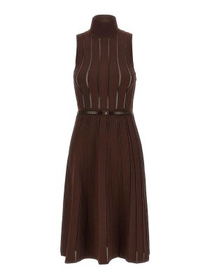 ELISABETTA FRANCHI: Robe longueur genou - Robe Au Genou - Marron