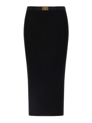 ELISABETTA FRANCHI: Knee length skirts & Midi - Ribbed Knit Skirt