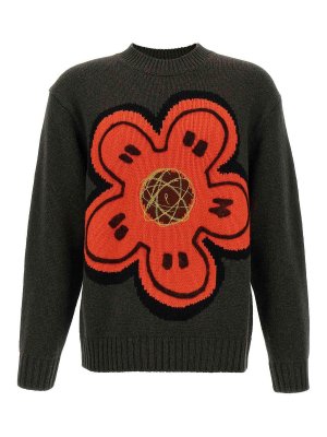 KENZO: Strickpullover mit Rundhalsausschnitt - Rundhalspullover - Grün