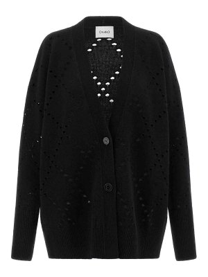 Nude: cardigans - Argyle Cut-Out Cardigan