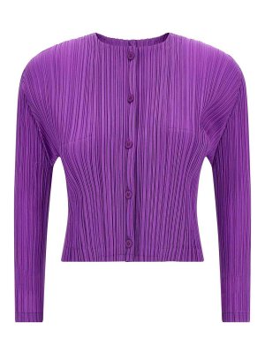 PLEATS PLEASE ISSEY MIYAKE: Cardigans - Cardigan - Lila