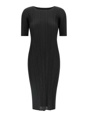 PLEATS PLEASE ISSEY MIYAKE: Knielange Kleider - Knielanges Kleid - Schwarz