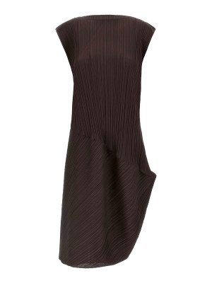 PLEATS PLEASE ISSEY MIYAKE: Robe longueur genou - Robe Au Genou - Marron