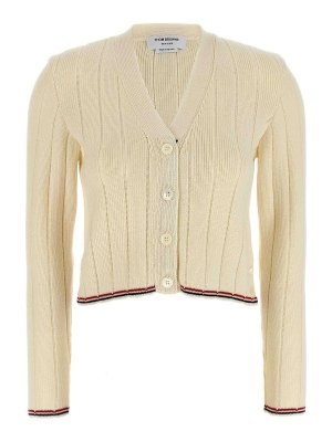 THOM BROWNE: cardigans - Ladder Full Needle Rib Stitch Cardigan
