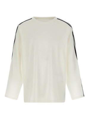 Y-3: t-shirt - T-shirt  a 3 strisce a maniche lunghe
